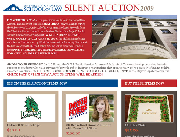 The University of Dayton School of Law – Silent Auction Website